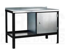 Heavy Duty Workbench | Steel Worktop | RH Cupboard | 840h x 1500w x 900d mm | 1000kg Max Weight per Shelf | Black | Benchmaster