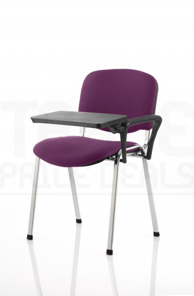 Stacking Chair | Left Handed Foldaway Writing Kit | Chrome Frame | Tansy Purple | ISO