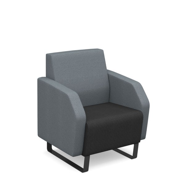 1 Seater Sofa | Low Back | 600mm Wide | Elapse Grey/Late Grey | Black Sled Frame | No Power Supply | Encore2