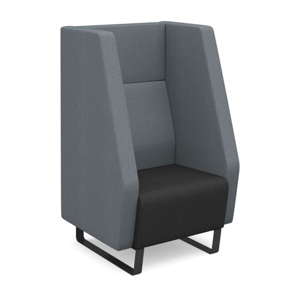 1 Seater Sofa | High Back | 600mm Wide | Elapse Grey/Late Grey | Black Sled Frame | No Power Supply | Encore2