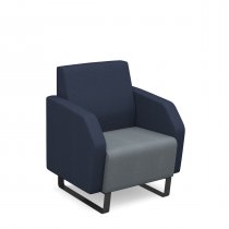 1 Seater Sofa | Low Back | 600mm Wide | Late Grey/Range Blue | Black Sled Frame | No Power Supply | Encore2