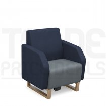 1 Seater Sofa | Low Back | 600mm Wide | Late Grey/Range Blue | Oak Frame | Power Supply | Encore2