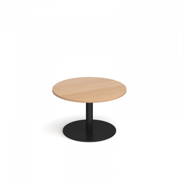 Circular Coffee Table | 800 x 800mm | 490mm High | Beech | Round Black Base | Monza