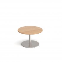 Circular Coffee Table | 800 x 800mm | 490mm High | Beech | Round Brushed Steel Base | Monza