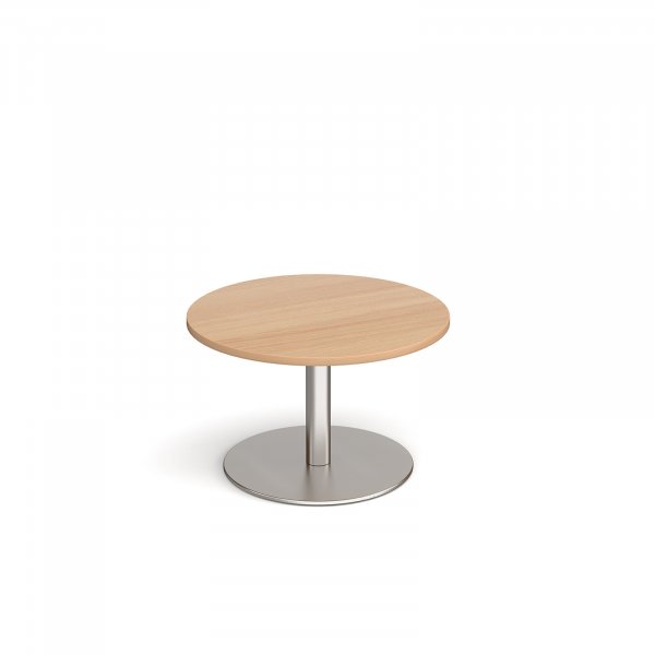 Circular Coffee Table | 800 x 800mm | 490mm High | Beech | Round Brushed Steel Base | Monza