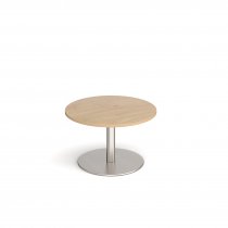 Circular Coffee Table | 800 x 800mm | 490mm High | Kendal Oak | Round Brushed Steel Base | Monza