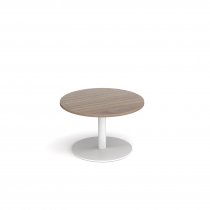 Circular Coffee Table | 800 x 800mm | 490mm High | Barcelona Walnut | Round White Base | Monza