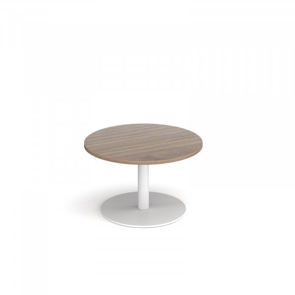 Circular Coffee Table | 800 x 800mm | 490mm High | Barcelona Walnut | Round White Base | Monza