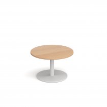 Circular Coffee Table | 800 x 800mm | 490mm High | Beech | Round White Base | Monza