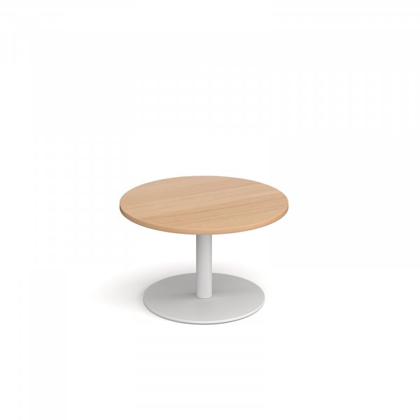 Circular Coffee Table | 800 x 800mm | 490mm High | Beech | Round White Base | Monza