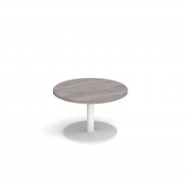 Circular Coffee Table | 800 x 800mm | 490mm High | Grey Oak | Round White Base | Monza