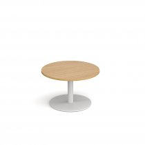 Circular Coffee Table | 800 x 800mm | 490mm High | Oak | Round White Base | Monza