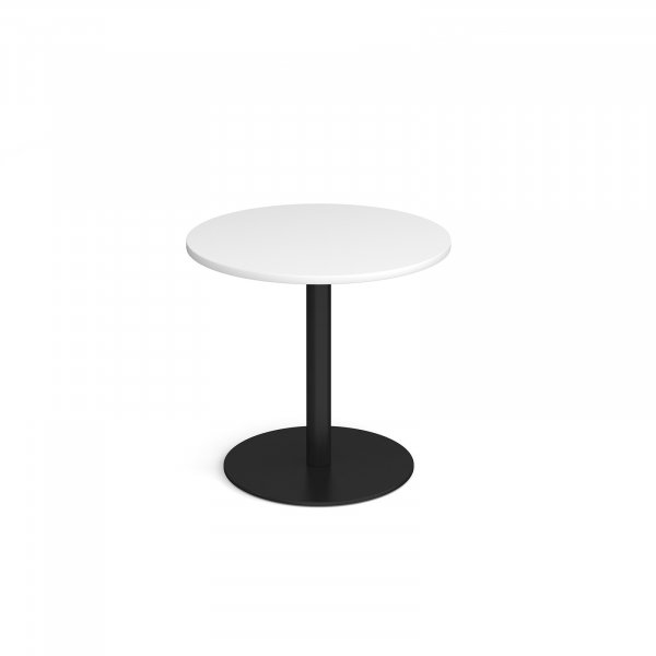 Circular Café Table | 800 x 800mm | 725mm High | White | Round Black Base | Monza