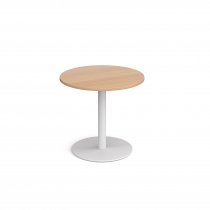 Circular Café Table | 800 x 800mm | 725mm High | Beech | Round White Base | Monza