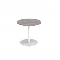 Circular Café Table | 800 x 800mm | 725mm High | Grey Oak | Round White Base | Monza