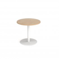 Circular Café Table | 800 x 800mm | 725mm High | Kendal Oak | Round White Base | Monza