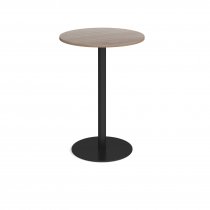 Circular Poseur Table | 800 x 800mm | 1100mm High | Barcelona Walnut | Round Black Base | Monza