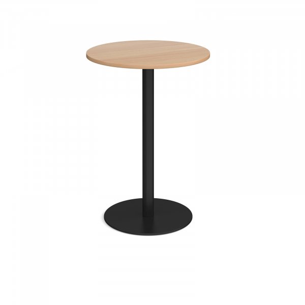 Circular Poseur Table | 800 x 800mm | 1100mm High | Beech | Round Black Base | Monza