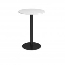 Circular Poseur Table | 800 x 800mm | 1100mm High | White | Round Black Base | Monza