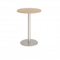 Circular Poseur Table | 800 x 800mm | 1100mm High | Kendal Oak | Round Brushed Steel Base | Monza