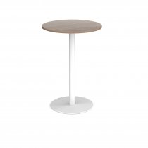 Circular Poseur Table | 800 x 800mm | 1100mm High | Barcelona Walnut | Round White Base | Monza