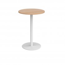 Circular Poseur Table | 800 x 800mm | 1100mm High | Beech | Round White Base | Monza