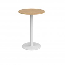 Circular Poseur Table | 800 x 800mm | 1100mm High | Oak | Round White Base | Monza