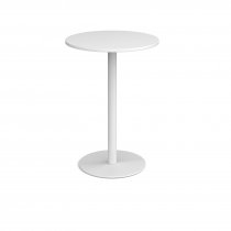 Circular Poseur Table | 800 x 800mm | 1100mm High | White | Round White Base | Monza