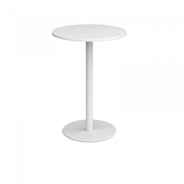 Circular Poseur Table | 800 x 800mm | 1100mm High | White | Round White Base | Monza