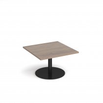 Square Coffee Table | 800 x 800mm | 490mm High | Barcelona Walnut | Round Black Base | Monza