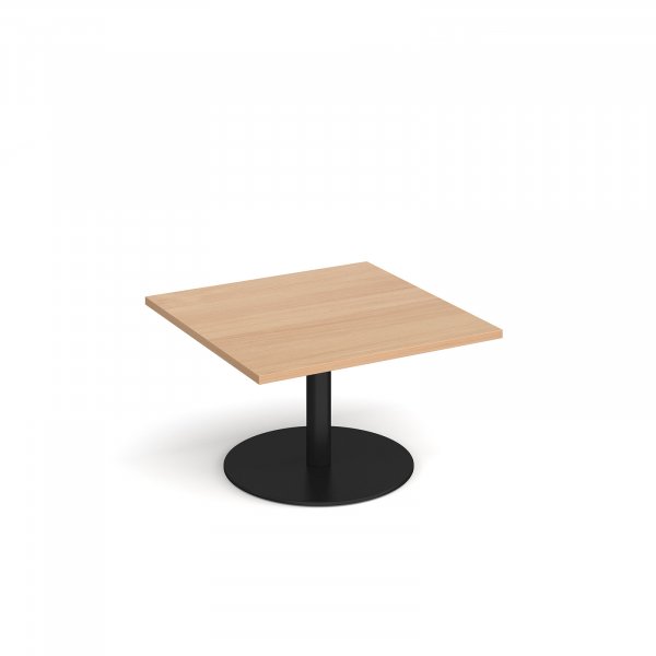 Square Coffee Table | 800 x 800mm | 490mm High | Beech | Round Black Base | Monza