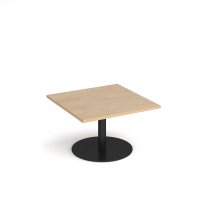 Square Coffee Table | 800 x 800mm | 490mm High | Kendal Oak | Round Black Base | Monza