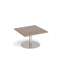 Square Coffee Table | 800 x 800mm | 490mm High | Barcelona Walnut | Round Brushed Steel Base | Monza