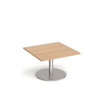 Square Coffee Table | 800 x 800mm | 490mm High | Beech | Round Brushed Steel Base | Monza