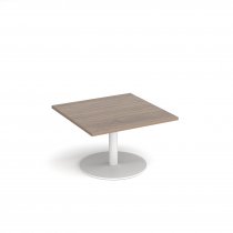 Square Coffee Table | 800 x 800mm | 490mm High | Barcelona Walnut | Round White Base | Monza