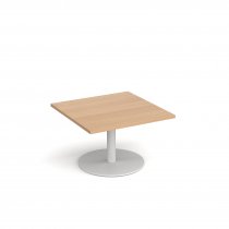 Square Coffee Table | 800 x 800mm | 490mm High | Beech | Round White Base | Monza