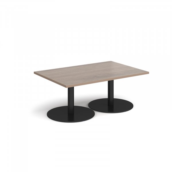 Rectangular Coffee Table | 1200 x 800mm | 490mm High | Barcelona Walnut | Round Black Bases | Monza