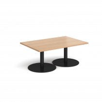 Rectangular Coffee Table | 1200 x 800mm | 490mm High | Beech | Round Black Bases | Monza