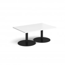 Rectangular Coffee Table | 1200 x 800mm | 490mm High | White | Round Black Bases | Monza