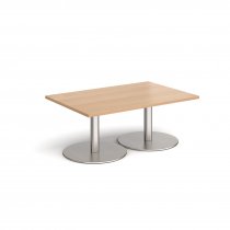 Rectangular Coffee Table | 1200 x 800mm | 490mm High | Beech | Round Brushed Steel Bases | Monza