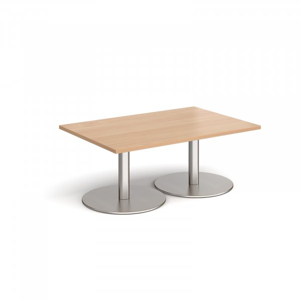 Rectangular Coffee Table | 1200 x 800mm | 490mm High | Beech | Round Brushed Steel Bases | Monza