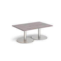 Rectangular Coffee Table | 1200 x 800mm | 490mm High | Grey Oak | Round Brushed Steel Bases | Monza