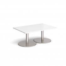 Rectangular Coffee Table | 1200 x 800mm | 490mm High | White | Round Brushed Steel Bases | Monza