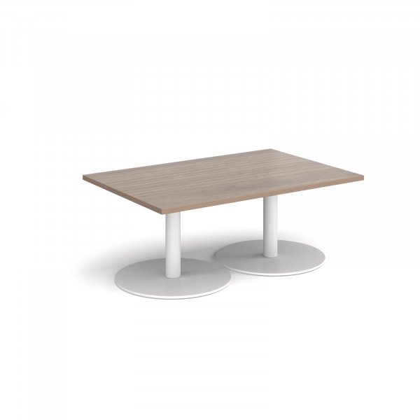 Rectangular Coffee Table | 1200 x 800mm | 490mm High | Barcelona Walnut | Round White Bases | Monza