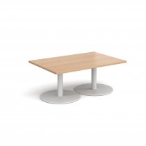 Rectangular Coffee Table | 1200 x 800mm | 490mm High | Beech | Round White Bases | Monza