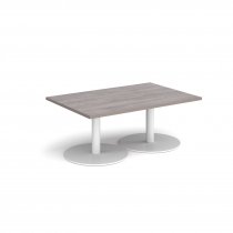 Rectangular Coffee Table | 1200 x 800mm | 490mm High | Grey Oak | Round White Bases | Monza