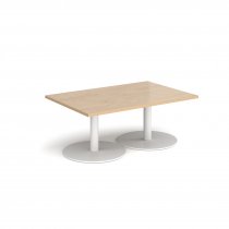 Rectangular Coffee Table | 1200 x 800mm | 490mm High | Kendal Oak | Round White Bases | Monza