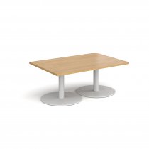 Rectangular Coffee Table | 1200 x 800mm | 490mm High | Oak | Round White Bases | Monza