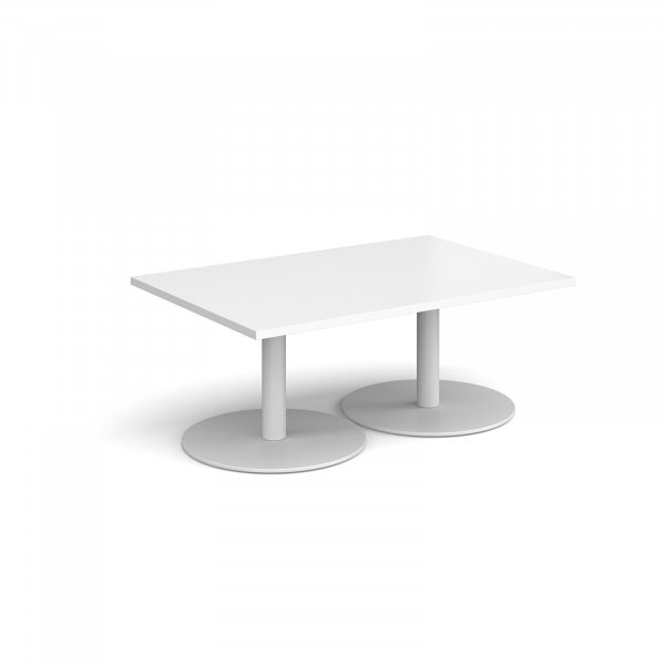 Rectangular Coffee Table | 1200 x 800mm | 490mm High | White | Round White Bases | Monza