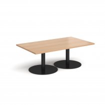 Rectangular Coffee Table | 1400 x 800mm | 490mm High | Beech | Round Black Bases | Monza